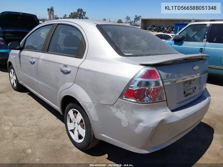 2008 Chevrolet Aveo Ls VIN: KL1TD56658B051348 Lot: 45352497