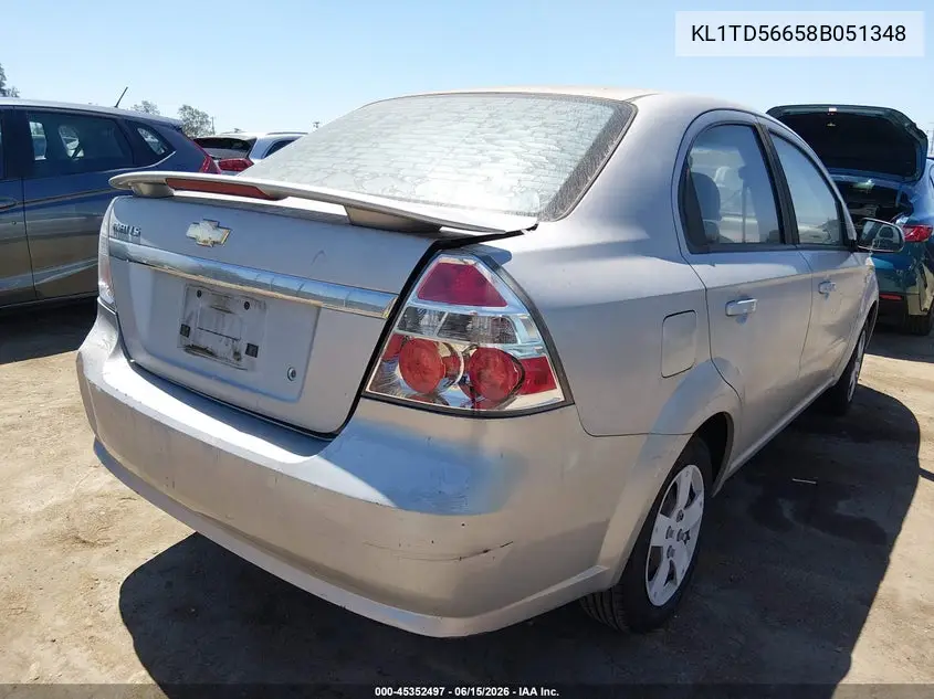 2008 Chevrolet Aveo Ls VIN: KL1TD56658B051348 Lot: 45352497