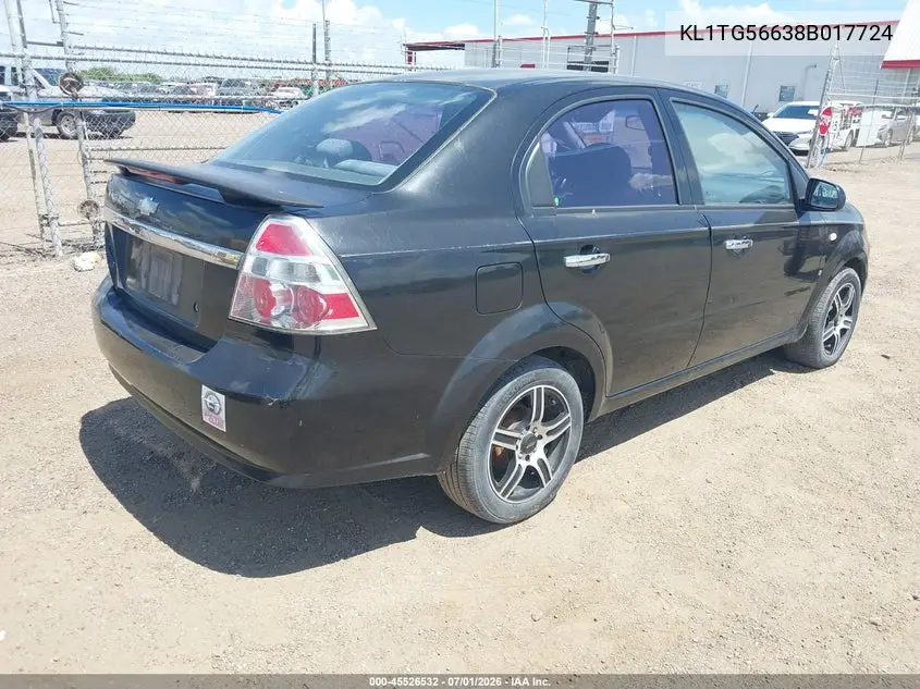 2008 Chevrolet Aveo Lt VIN: KL1TG56638B017724 Lot: 45526532