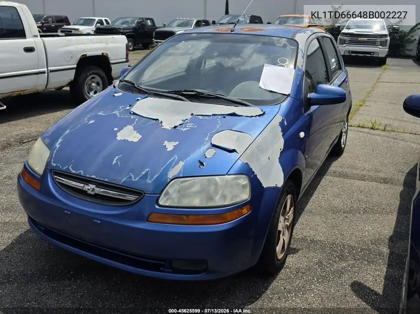2008 Chevrolet Aveo Svm VIN: KL1TD66648B002227 Lot: 45625599