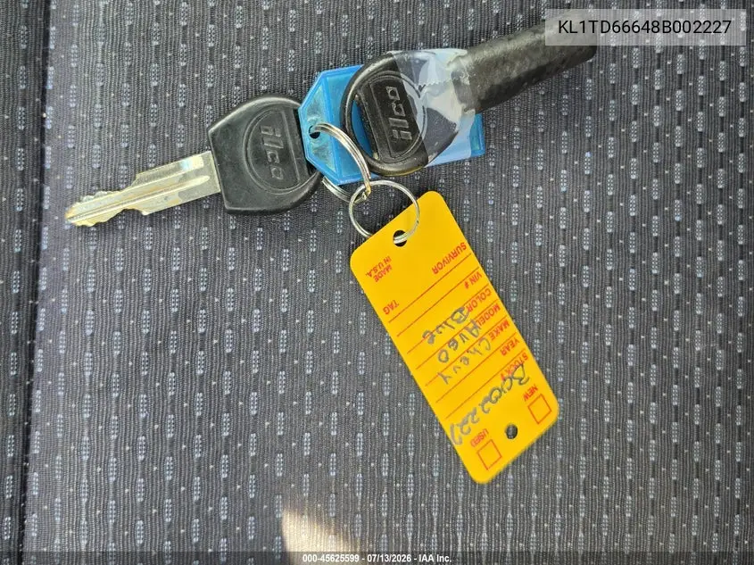 2008 Chevrolet Aveo Svm VIN: KL1TD66648B002227 Lot: 45625599
