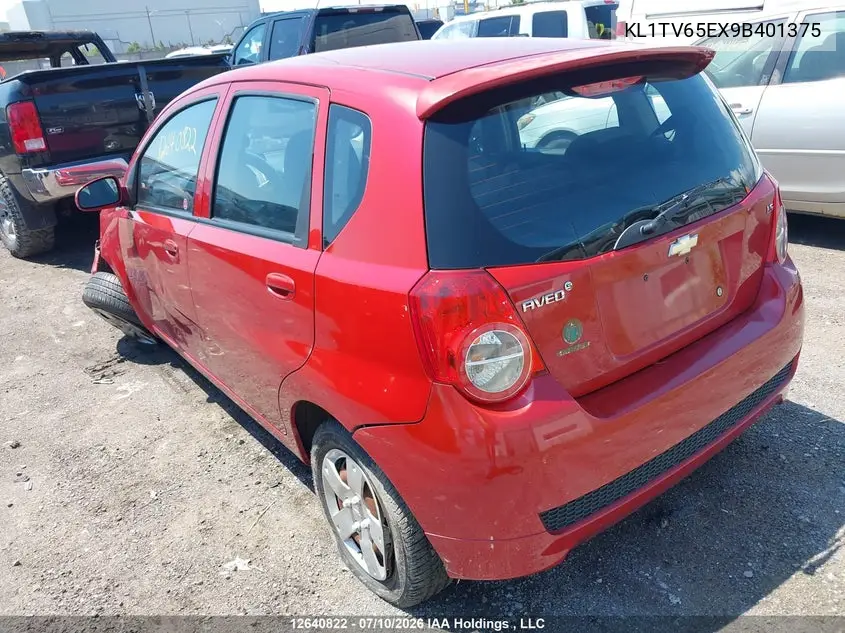 2009 Chevrolet Aveo Ls VIN: KL1TV65EX9B401375 Lot: 12640822