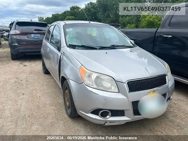 2009 Chevrolet Aveo Ls VIN: KL1TV65E49B377459 Lot: 20265634