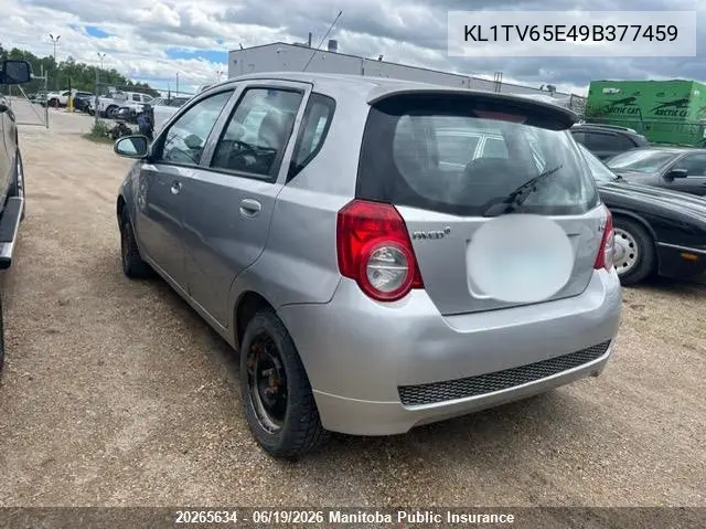 2009 Chevrolet Aveo Ls VIN: KL1TV65E49B377459 Lot: 20265634