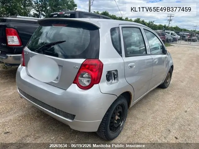 2009 Chevrolet Aveo Ls VIN: KL1TV65E49B377459 Lot: 20265634