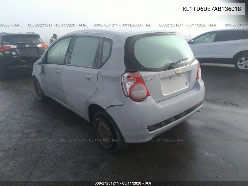 2010 Chevrolet Aveo Lt W/1Lt VIN: KL1TD6DE7AB136018 Lot: 27231211