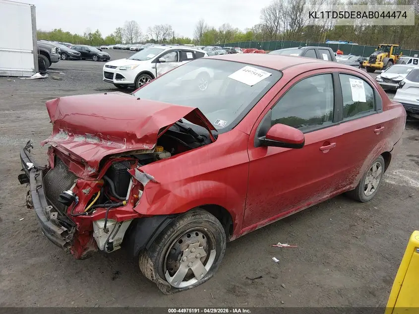 2010 Chevrolet Aveo Lt VIN: KL1TD5DE8AB044474 Lot: 44975191