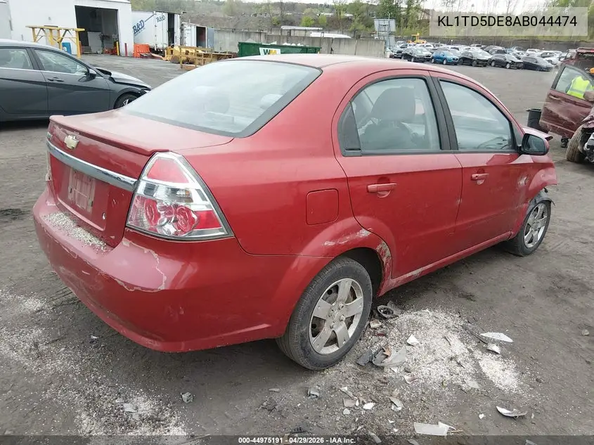 2010 Chevrolet Aveo Lt VIN: KL1TD5DE8AB044474 Lot: 44975191