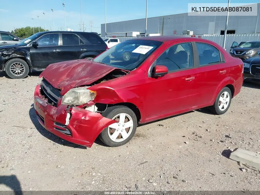 2010 Chevrolet Aveo Lt VIN: KL1TD5DE6AB087081 Lot: 45023435