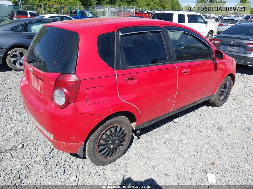 2010 Chevrolet Aveo Lt VIN: KL1TD6DE3AB089781 Lot: 45134746