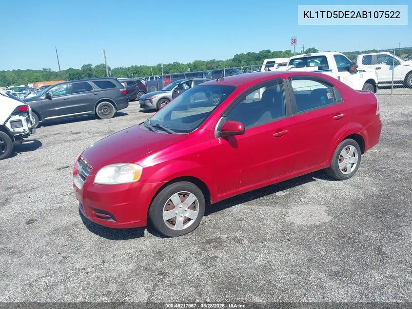 2010 Chevrolet Aveo Lt VIN: KL1TD5DE2AB107522 Lot: 45217967
