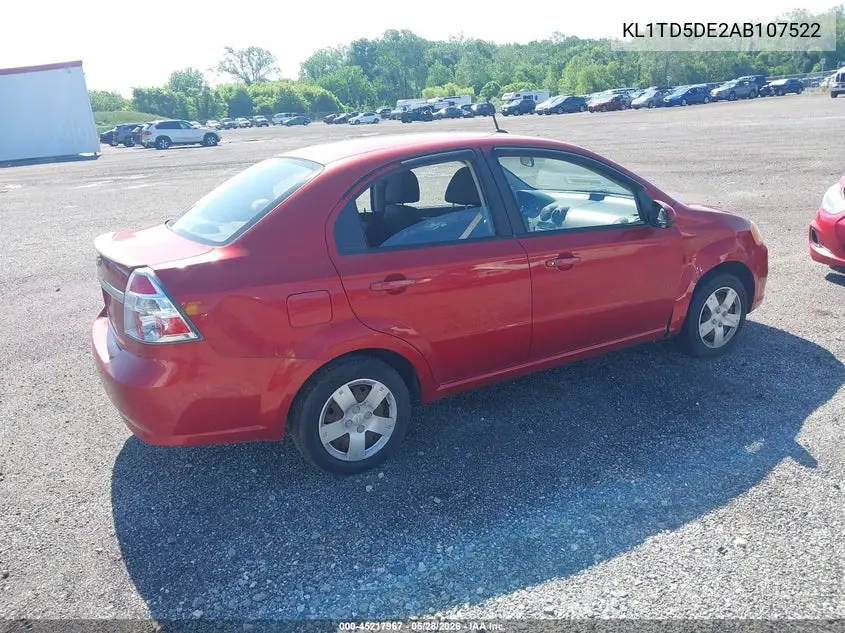 2010 Chevrolet Aveo Lt VIN: KL1TD5DE2AB107522 Lot: 45217967