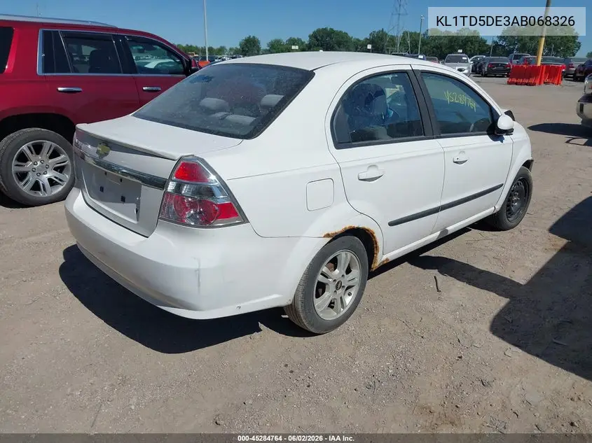 2010 Chevrolet Aveo Lt VIN: KL1TD5DE3AB068326 Lot: 45284764