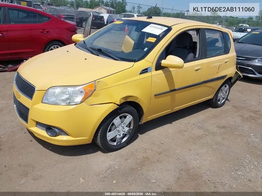 2010 Chevrolet Aveo Lt VIN: KL1TD6DE2AB111060 Lot: 45314426