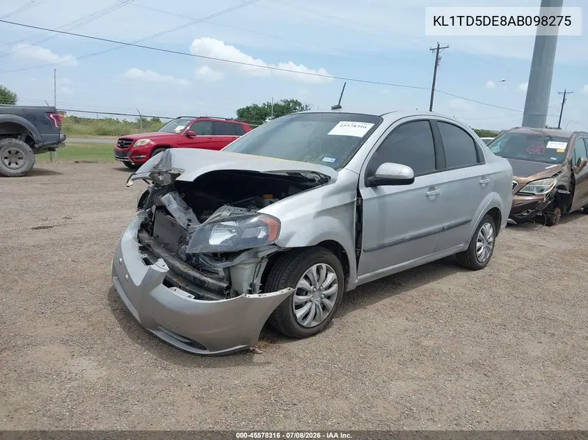 2010 Chevrolet Aveo Lt VIN: KL1TD5DE8AB098275 Lot: 45578316