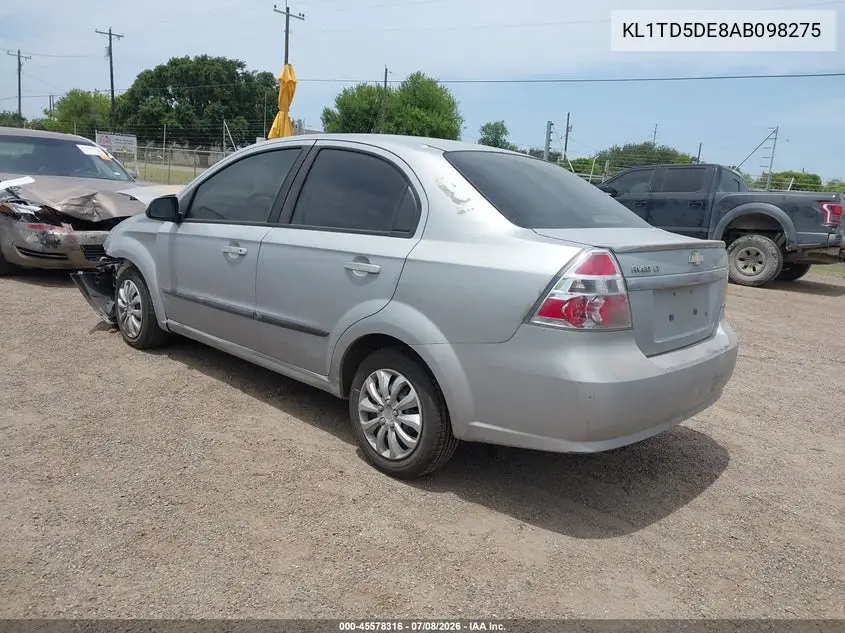 2010 Chevrolet Aveo Lt VIN: KL1TD5DE8AB098275 Lot: 45578316