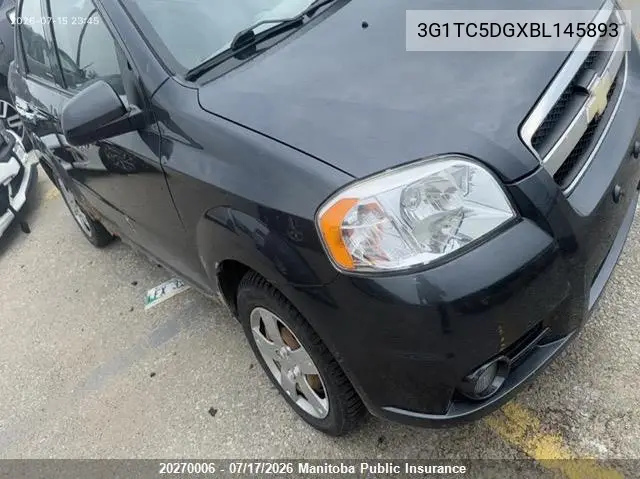 2011 Chevrolet Aveo Lt VIN: 3G1TC5DGXBL145893 Lot: 20270006