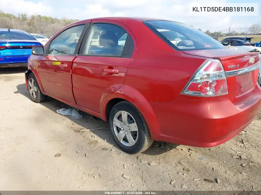 2011 Chevrolet Aveo 1Lt VIN: KL1TD5DE4BB181168 Lot: 44099877