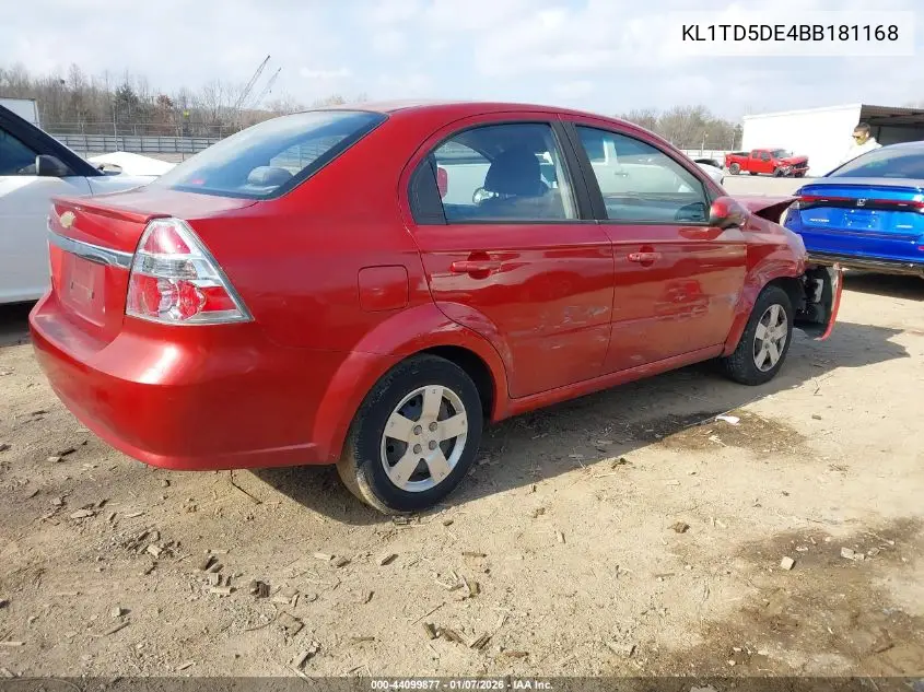 2011 Chevrolet Aveo 1Lt VIN: KL1TD5DE4BB181168 Lot: 44099877