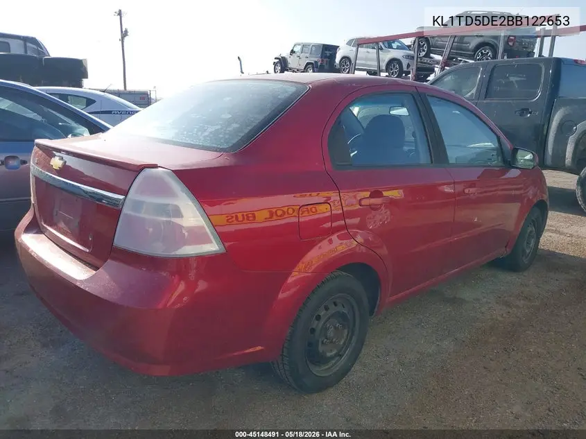 2011 Chevrolet Aveo 1Lt VIN: KL1TD5DE2BB122653 Lot: 45148491