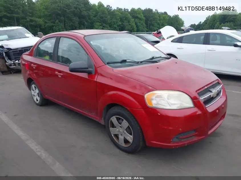2011 Chevrolet Aveo 1Lt VIN: KL1TD5DE4BB149482 Lot: 45382005
