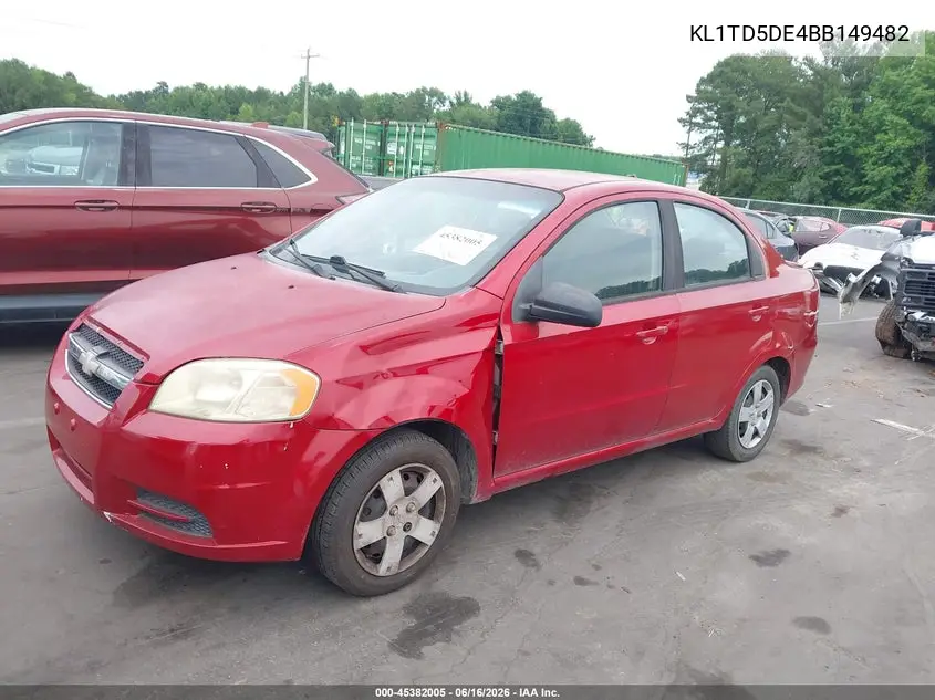 2011 Chevrolet Aveo 1Lt VIN: KL1TD5DE4BB149482 Lot: 45382005