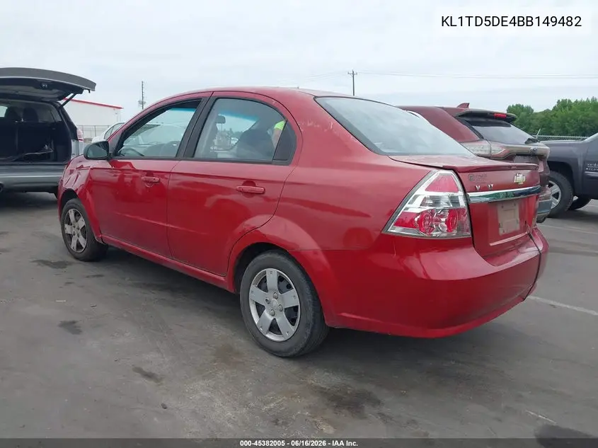 2011 Chevrolet Aveo 1Lt VIN: KL1TD5DE4BB149482 Lot: 45382005