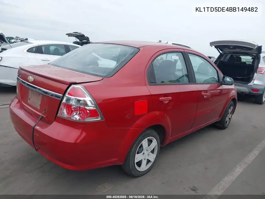 2011 Chevrolet Aveo 1Lt VIN: KL1TD5DE4BB149482 Lot: 45382005