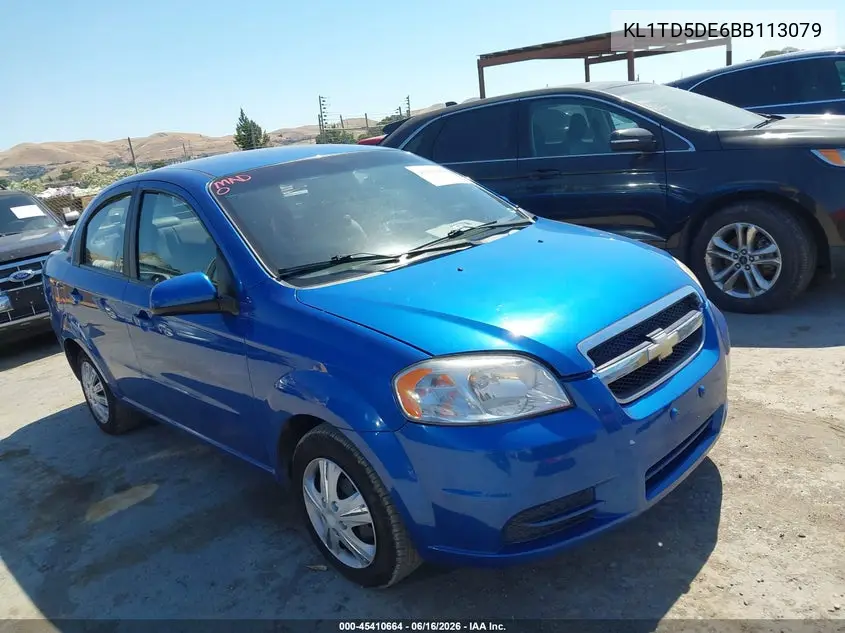 2011 Chevrolet Aveo 1Lt VIN: KL1TD5DE6BB113079 Lot: 45410664