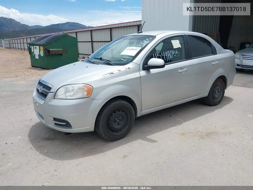 2011 Chevrolet Aveo Ls VIN: KL1TD5DE7BB137018 Lot: 45498055