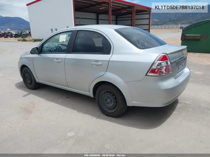 2011 Chevrolet Aveo Ls VIN: KL1TD5DE7BB137018 Lot: 45498055