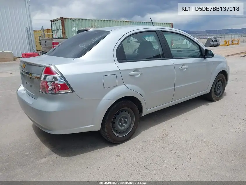 2011 Chevrolet Aveo Ls VIN: KL1TD5DE7BB137018 Lot: 45498055