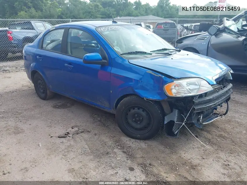 2011 Chevrolet Aveo 1Lt VIN: KL1TD5DE0BB215459 Lot: 45502553