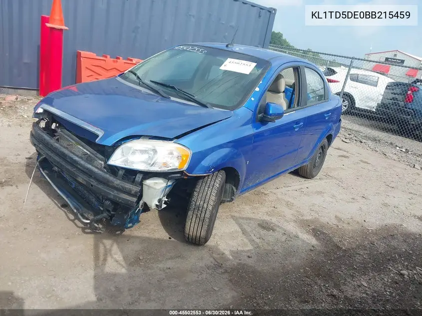 2011 Chevrolet Aveo 1Lt VIN: KL1TD5DE0BB215459 Lot: 45502553
