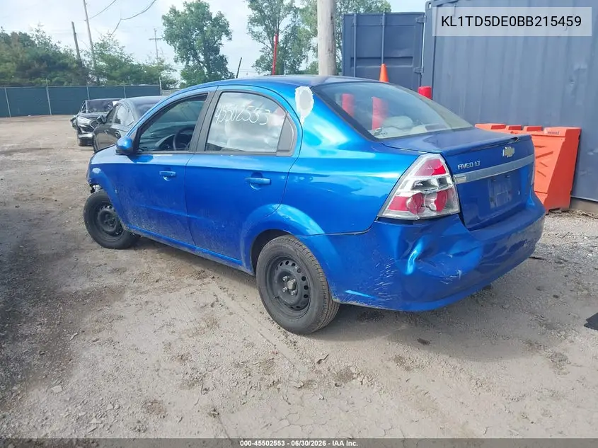 2011 Chevrolet Aveo 1Lt VIN: KL1TD5DE0BB215459 Lot: 45502553