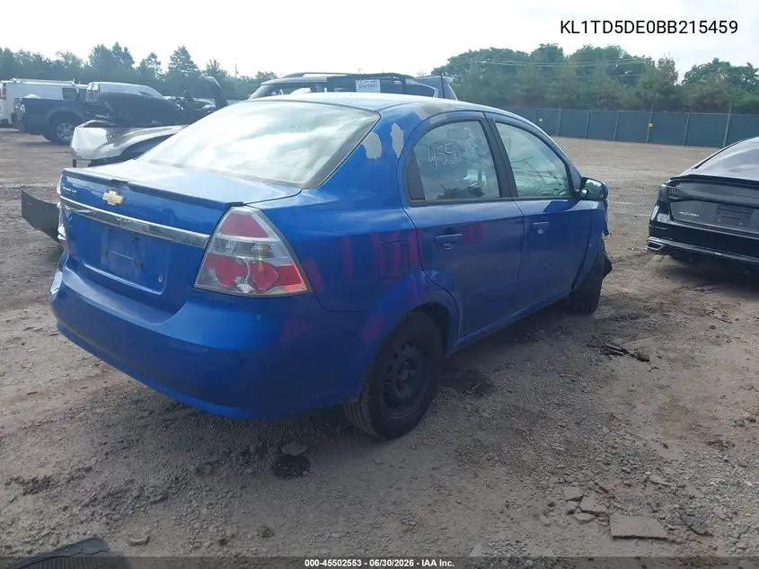 2011 Chevrolet Aveo 1Lt VIN: KL1TD5DE0BB215459 Lot: 45502553