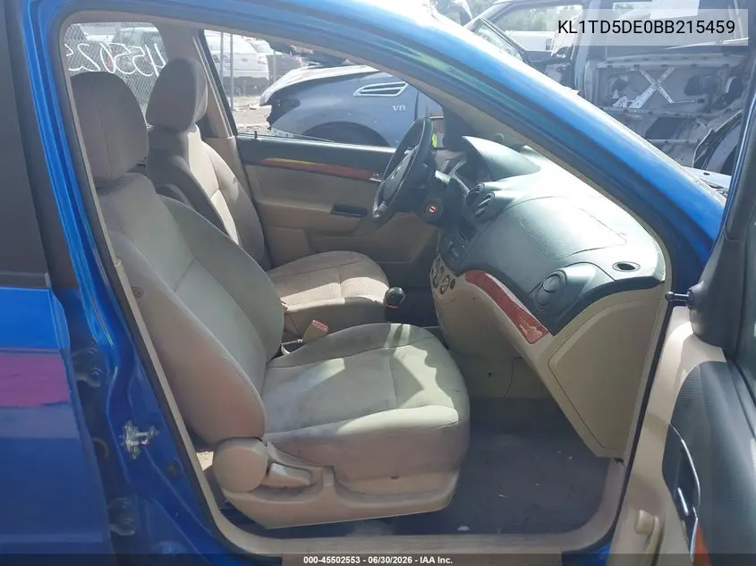 2011 Chevrolet Aveo 1Lt VIN: KL1TD5DE0BB215459 Lot: 45502553