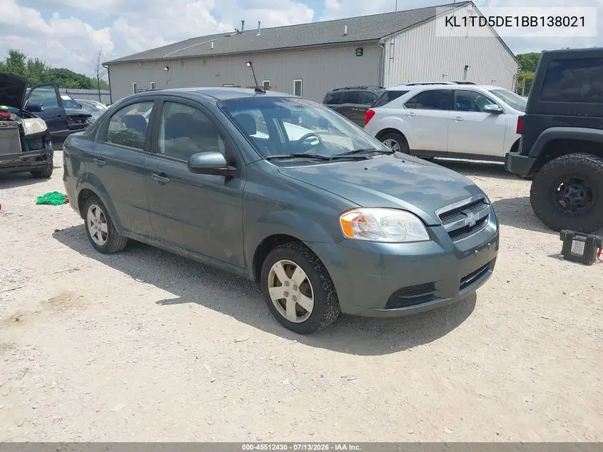 2011 Chevrolet Aveo 1Lt VIN: KL1TD5DE1BB138021 Lot: 45512430