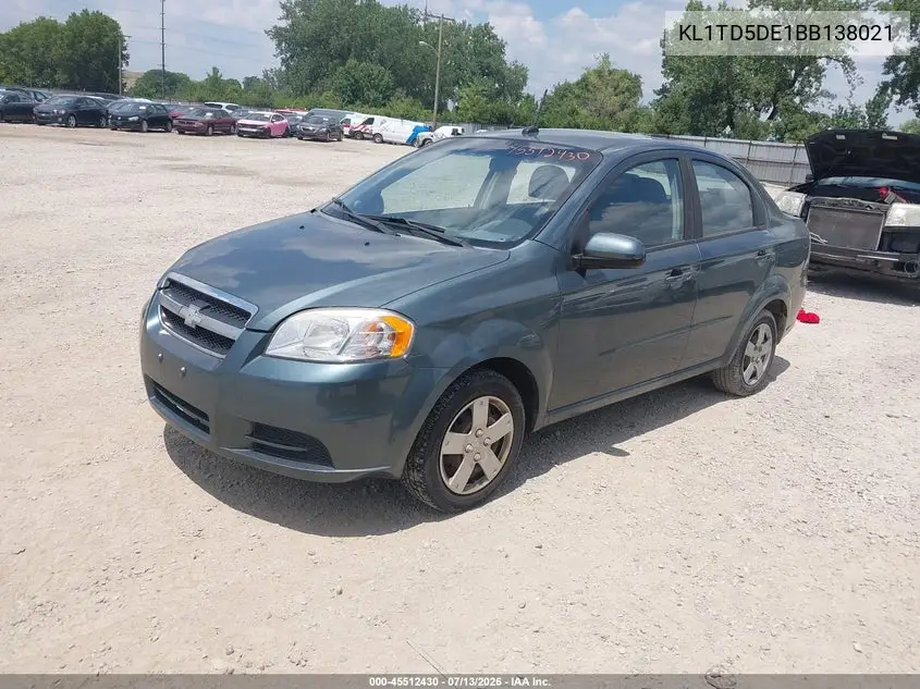 2011 Chevrolet Aveo 1Lt VIN: KL1TD5DE1BB138021 Lot: 45512430