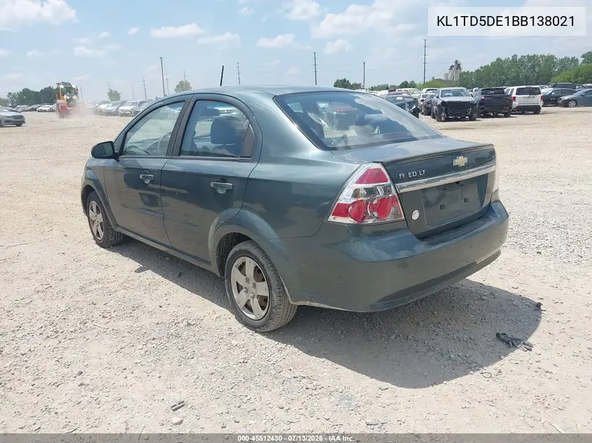 2011 Chevrolet Aveo 1Lt VIN: KL1TD5DE1BB138021 Lot: 45512430