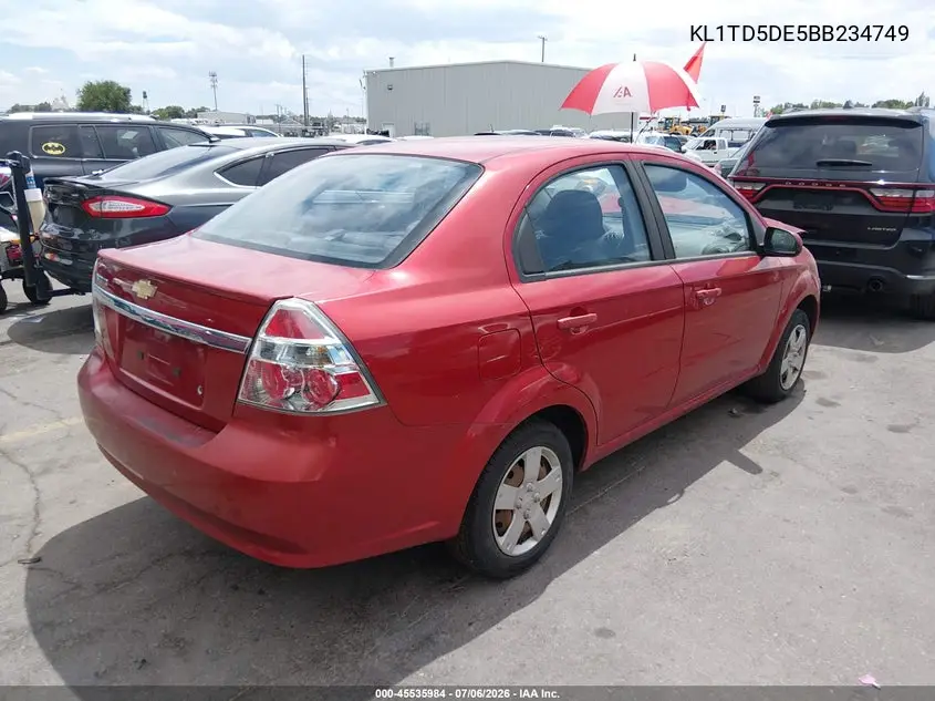 2011 Chevrolet Aveo 1Lt VIN: KL1TD5DE5BB234749 Lot: 45535984