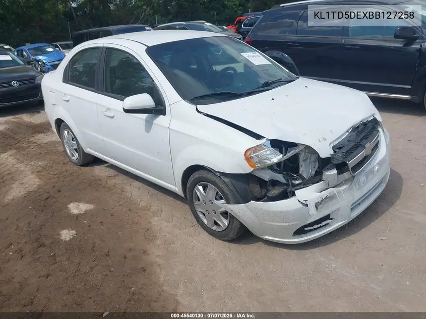 2011 Chevrolet Aveo 1Lt VIN: KL1TD5DEXBB127258 Lot: 45540130