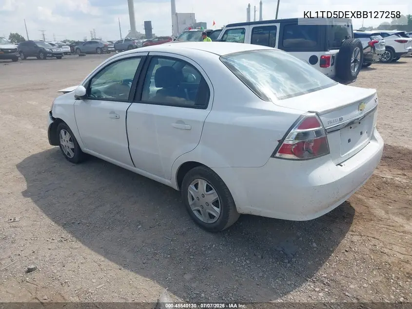 2011 Chevrolet Aveo 1Lt VIN: KL1TD5DEXBB127258 Lot: 45540130
