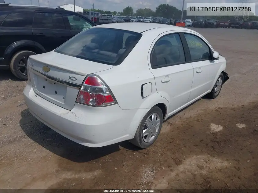 2011 Chevrolet Aveo 1Lt VIN: KL1TD5DEXBB127258 Lot: 45540130