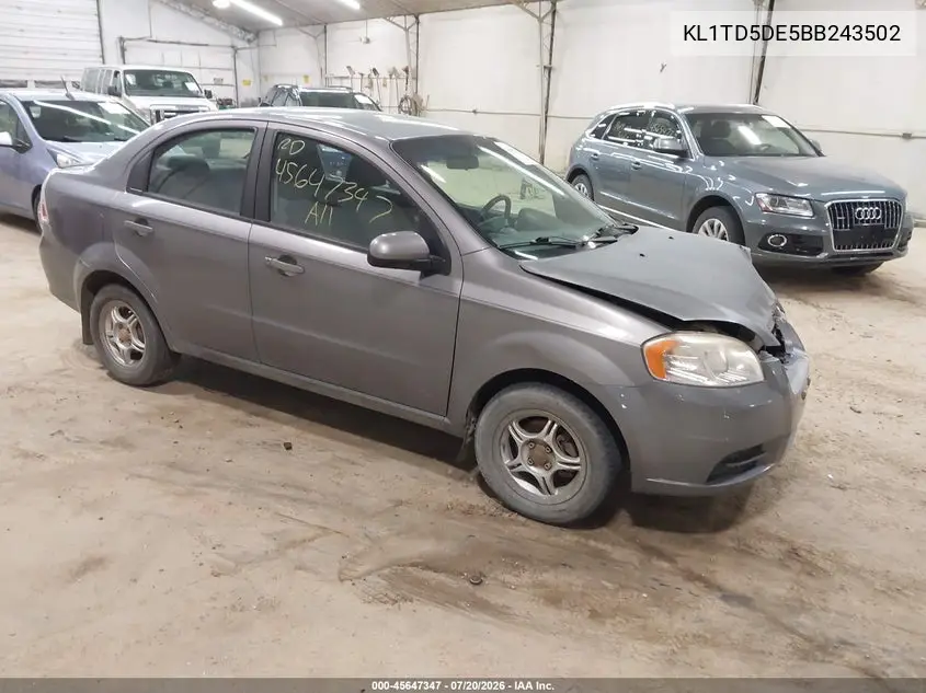 2011 Chevrolet Aveo 1Lt VIN: KL1TD5DE5BB243502 Lot: 45647347