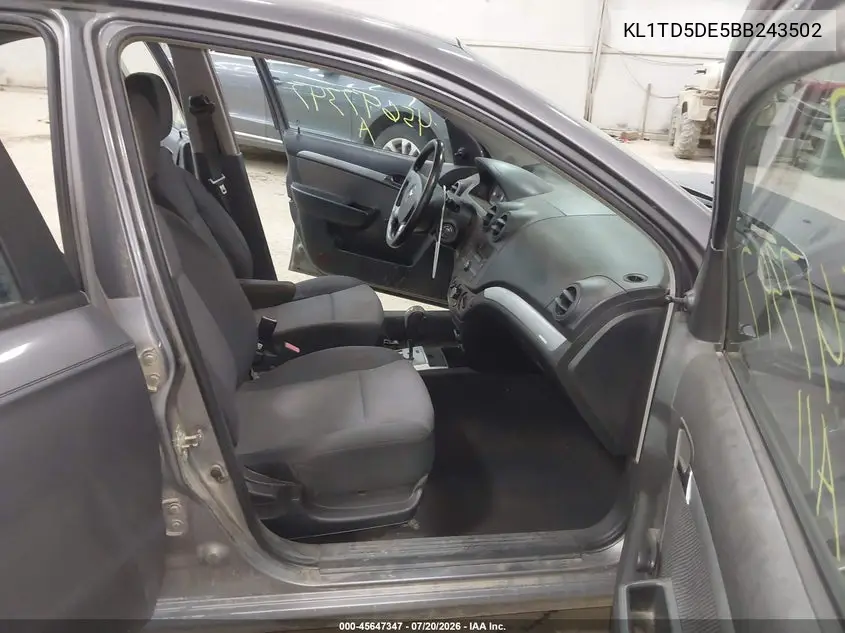 2011 Chevrolet Aveo 1Lt VIN: KL1TD5DE5BB243502 Lot: 45647347