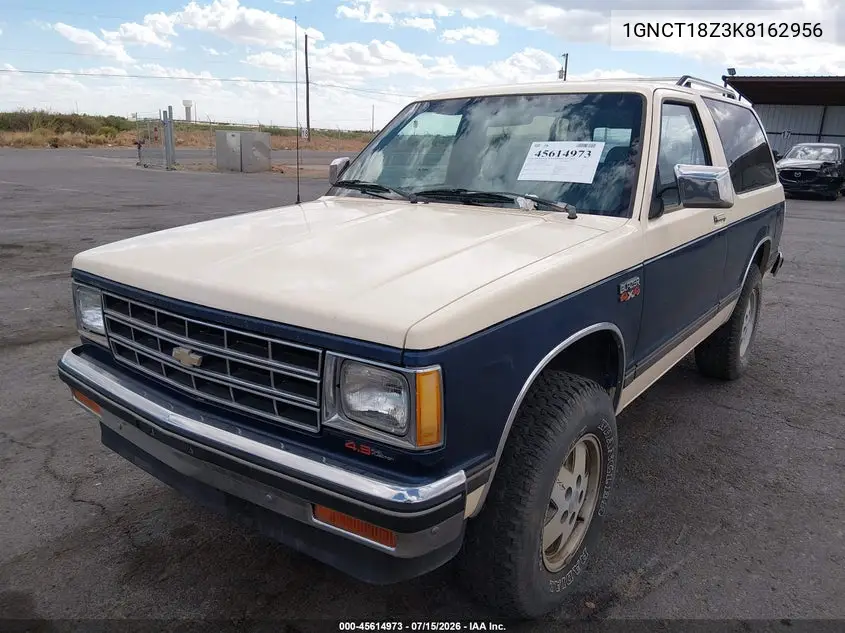 1989 Chevrolet Blazer S10 VIN: 1GNCT18Z3K8162956 Lot: 45614973