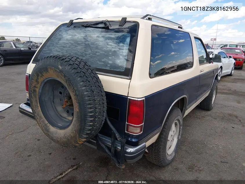 1989 Chevrolet Blazer S10 VIN: 1GNCT18Z3K8162956 Lot: 45614973