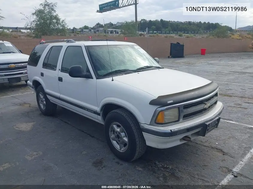 1995 Chevrolet Blazer VIN: 1GNDT13W0S2119986 Lot: 45608045