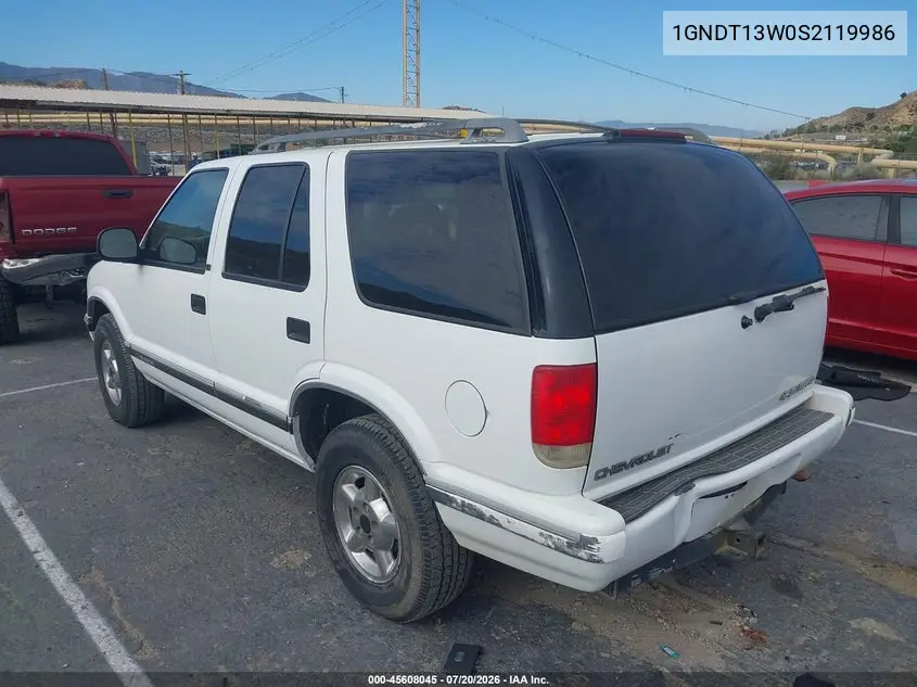 1995 Chevrolet Blazer VIN: 1GNDT13W0S2119986 Lot: 45608045
